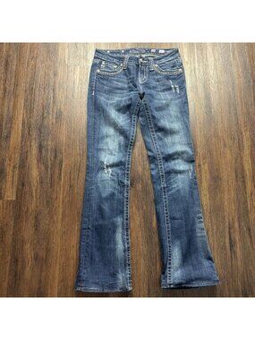 Miss Me Boot Jeans JPW5087 Distressed  Medium Wash Embellished Women’s Size 28